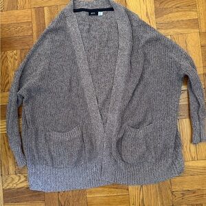 BDG Brown Taupe Open-Front Cozy Knit Cardigan